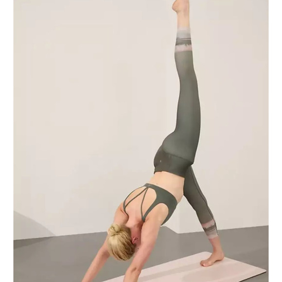 ATHLETA NWT $89 Ultra High Rise Elation 7/8 Tight Green & Pink Leggings – Large - Picture 3 of 11